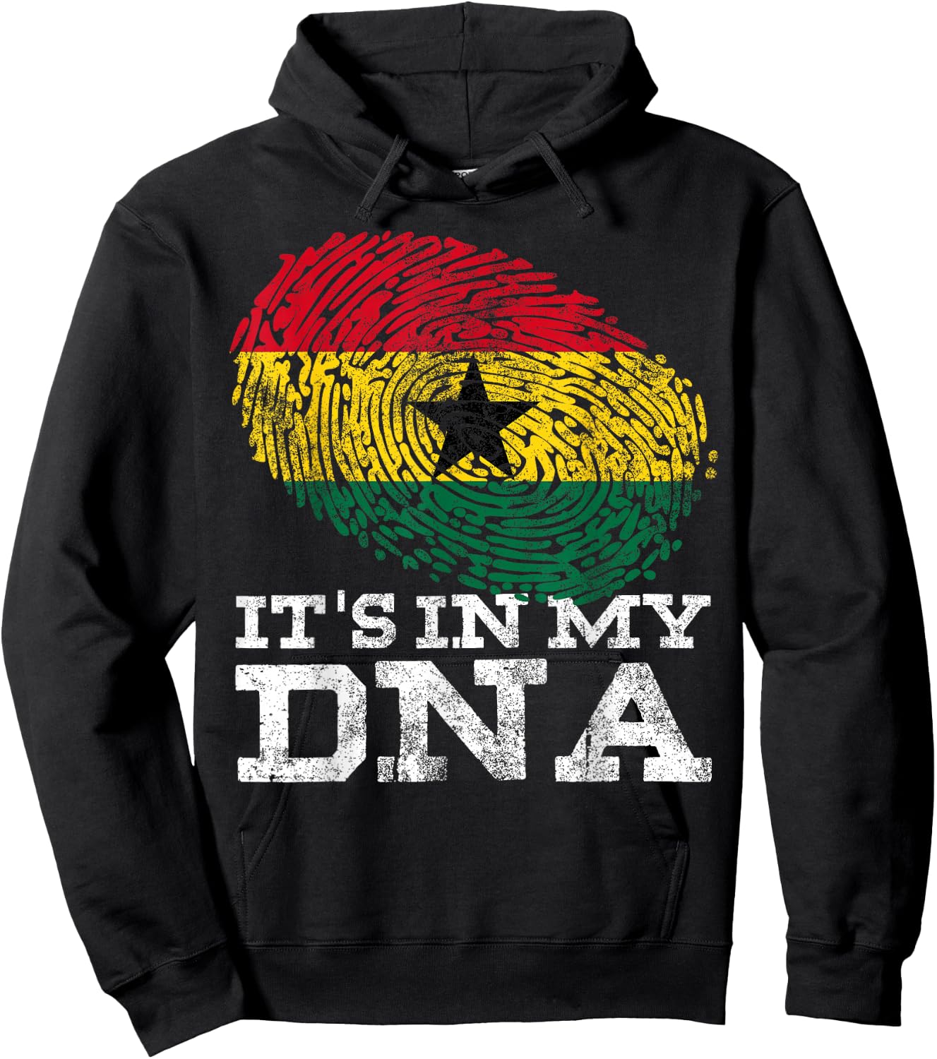 It's in My DNA Ghanaian Print African Roots Proud Ghana Flag Hoodie - Hoodie | Black