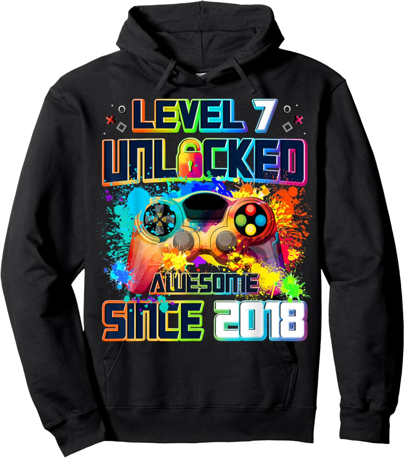 Level 7 Unlocked 7 Year Old Video Gamer 7th Birthday Gift Hoodie - Hoodie | Black