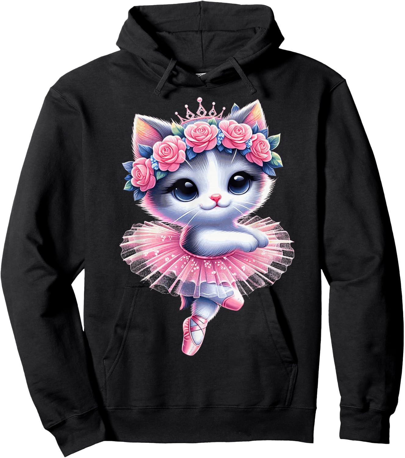 Cute Ballet Kitten Ballerina Cat Dancing Gracefully Tutu Art Hoodie - Hoodie | Black