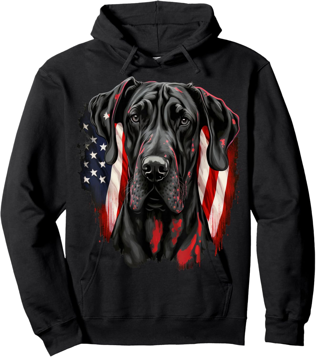 USA 4th of July Great Dane on Patriotic American Great Dane Hoodie - Hoodie | Black