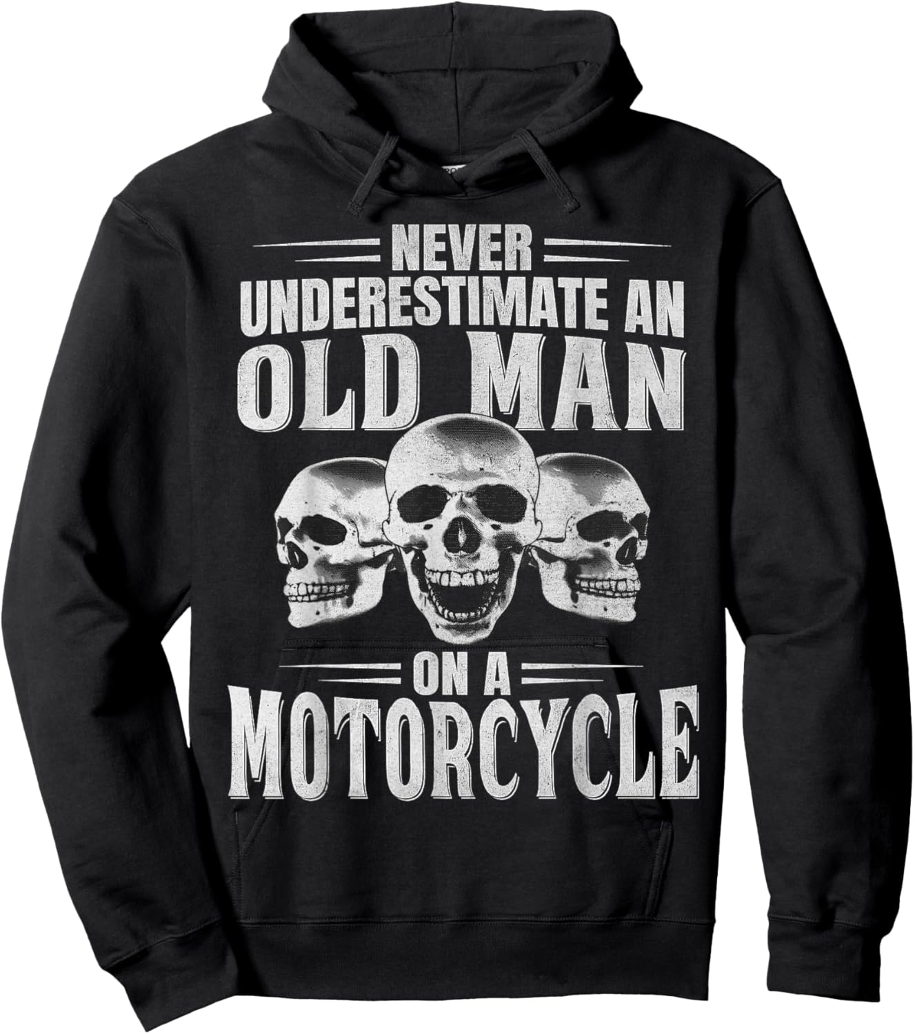 Funny Never Underestimate an Old Man on a Motorcycle Biker Hoodie - Hoodie | Black