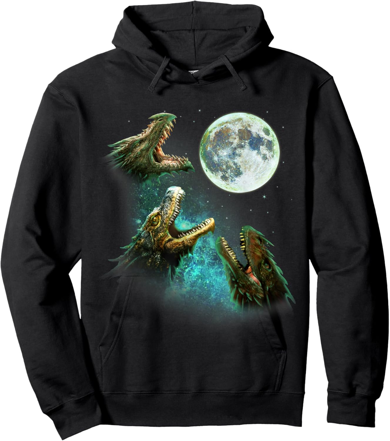 Three Dragons Howl At Moon 3 Wolfs Wolves - Funny Parody Hoodie - Hoodie | Black