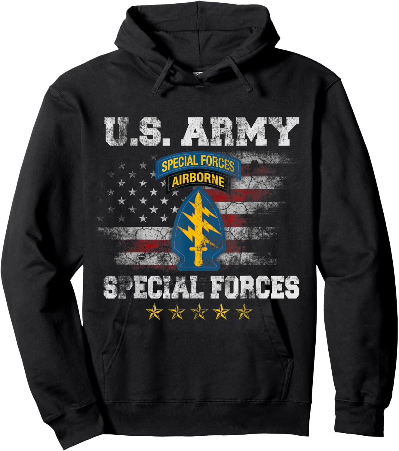 Special Forces Group Airborne Veteran Flag SFG 4th of July Hoodie - Hoodie | Black