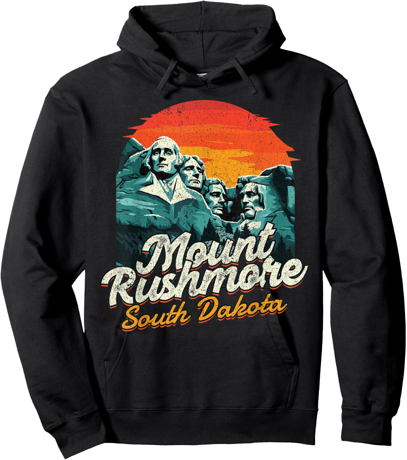 Vintage Mount Rushmore South Dakota National Park Souvenir Hoodie - Hoodie | Black