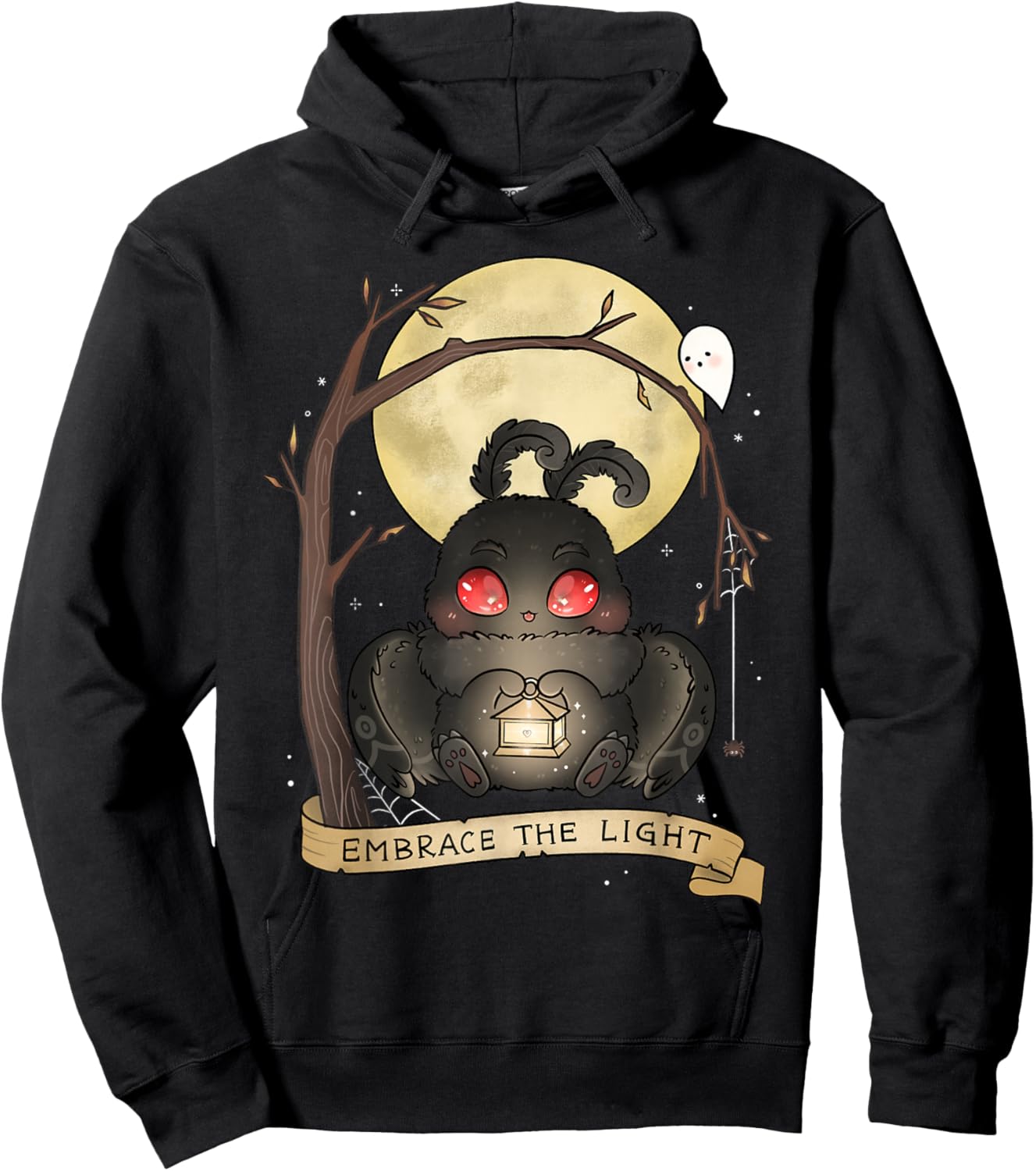 Embrace The Light Mothman Spooky Cute Cryptid Goth Halloween Hoodie - Hoodie | Black