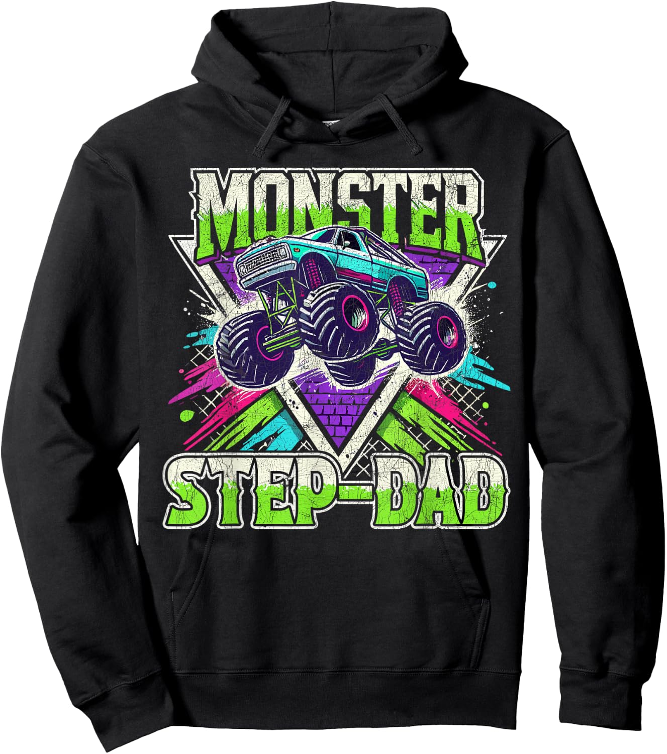 Matching Monster Truck Costume Jam Birthday Monster Step-dad Hoodie - Hoodie | Black