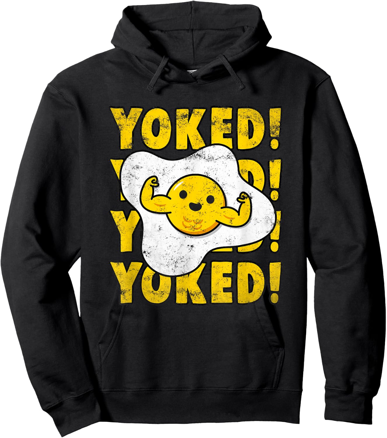 Yoked Bodybuilding Egg Yolk Bulking Men Funny Gym Hoodie - Hoodie | Black