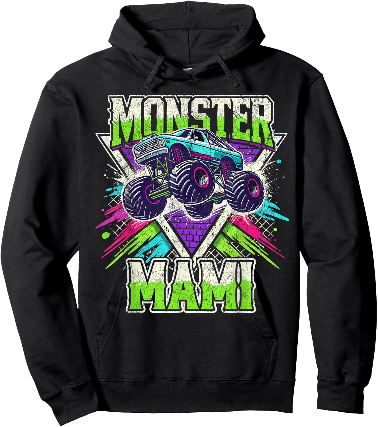 Matching Monster Truck Costume, Jam Birthday Monster Mami Hoodie - Hoodie | Black