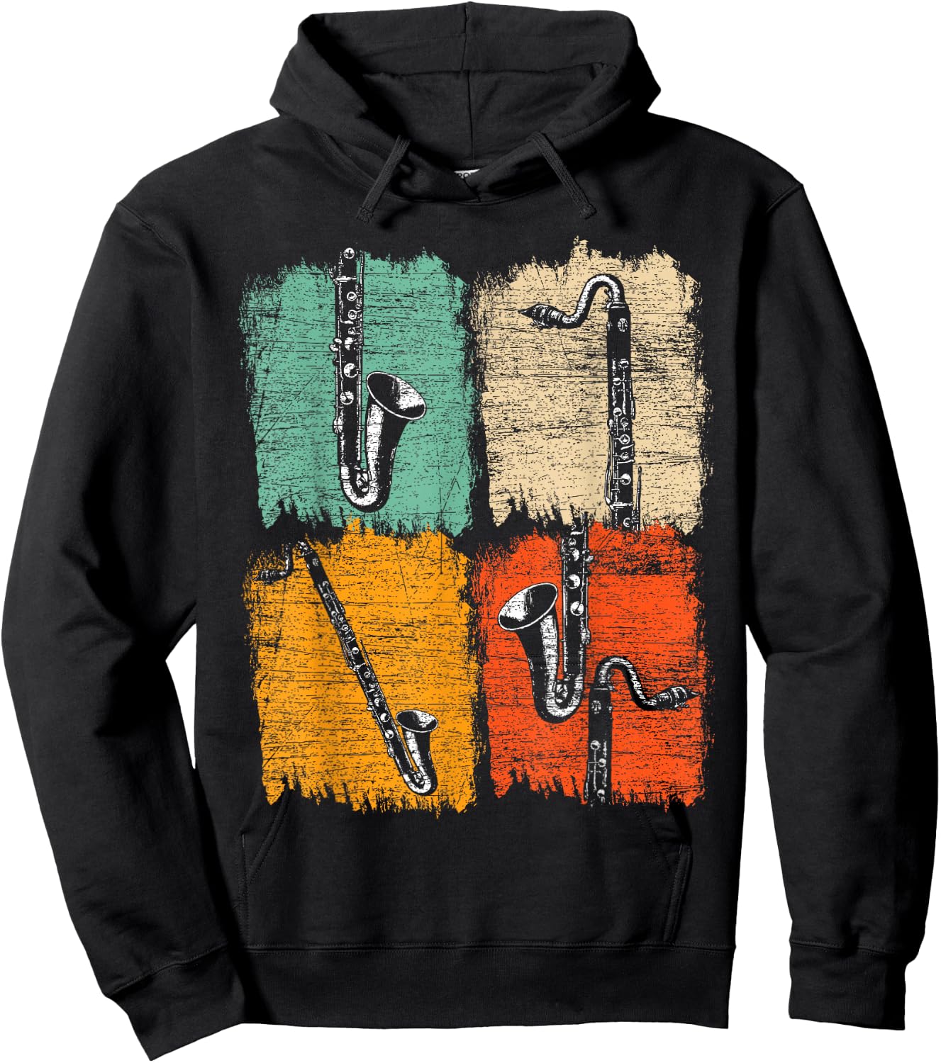 Retro Bass Clarinet Hoodie - Hoodie | Black