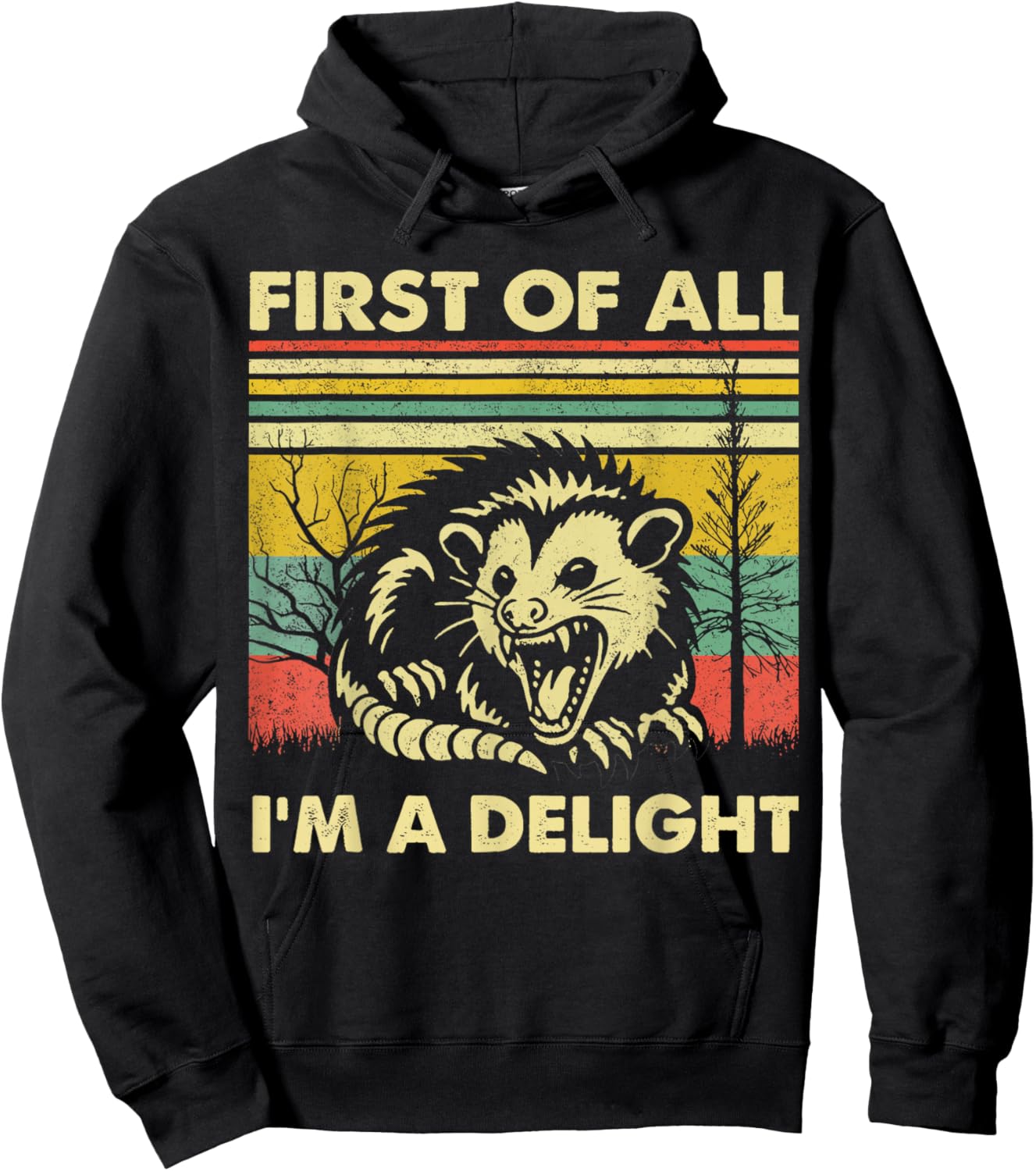 First of All I'm A Delight Angry Opossum Hoodie - Hoodie | Black