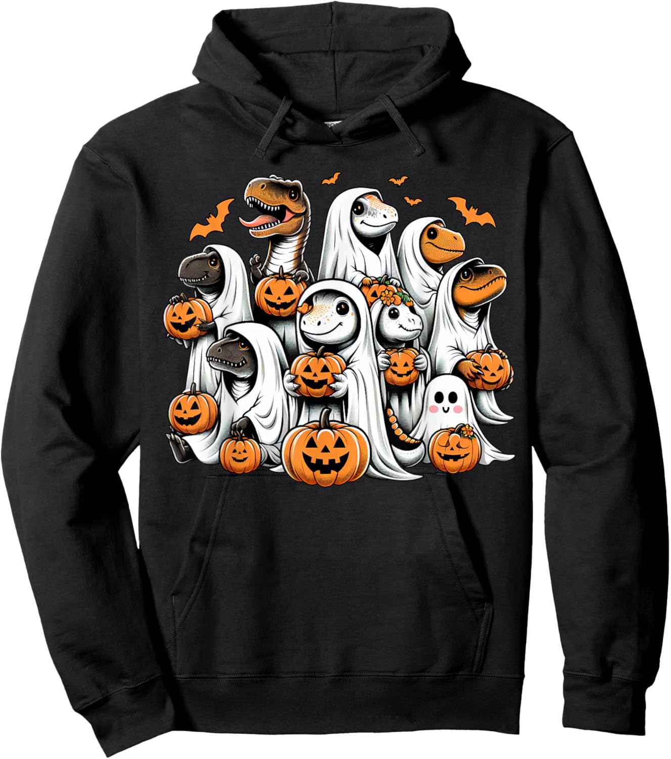 Cute Ghost Dinosaur T Rex Dressed As Ghost Funny Halloween Hoodie - Hoodie | Black