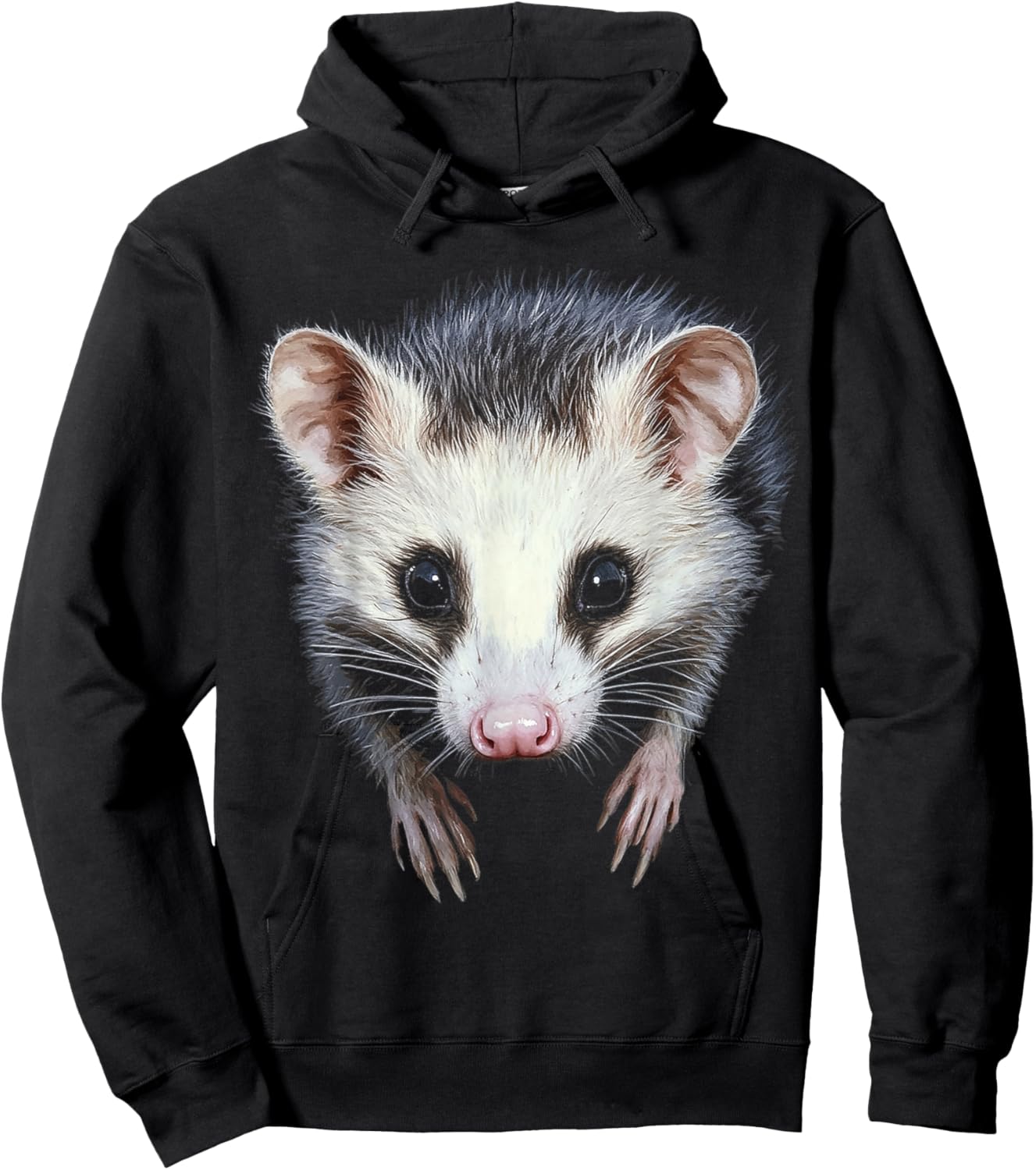 Opossum Animal Motif Artwork Opossum Hoodie - Hoodie | Black