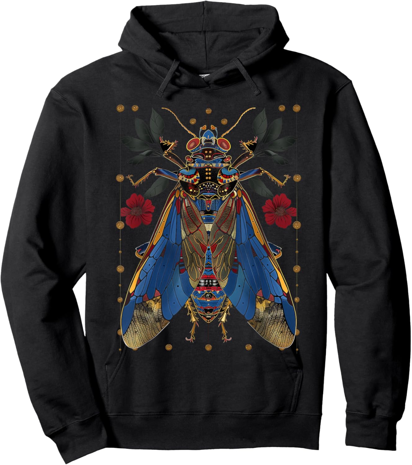Cicadas Flowers Insects Beetle Vintage Tattoo Entomology Hoodie - Hoodie | Black