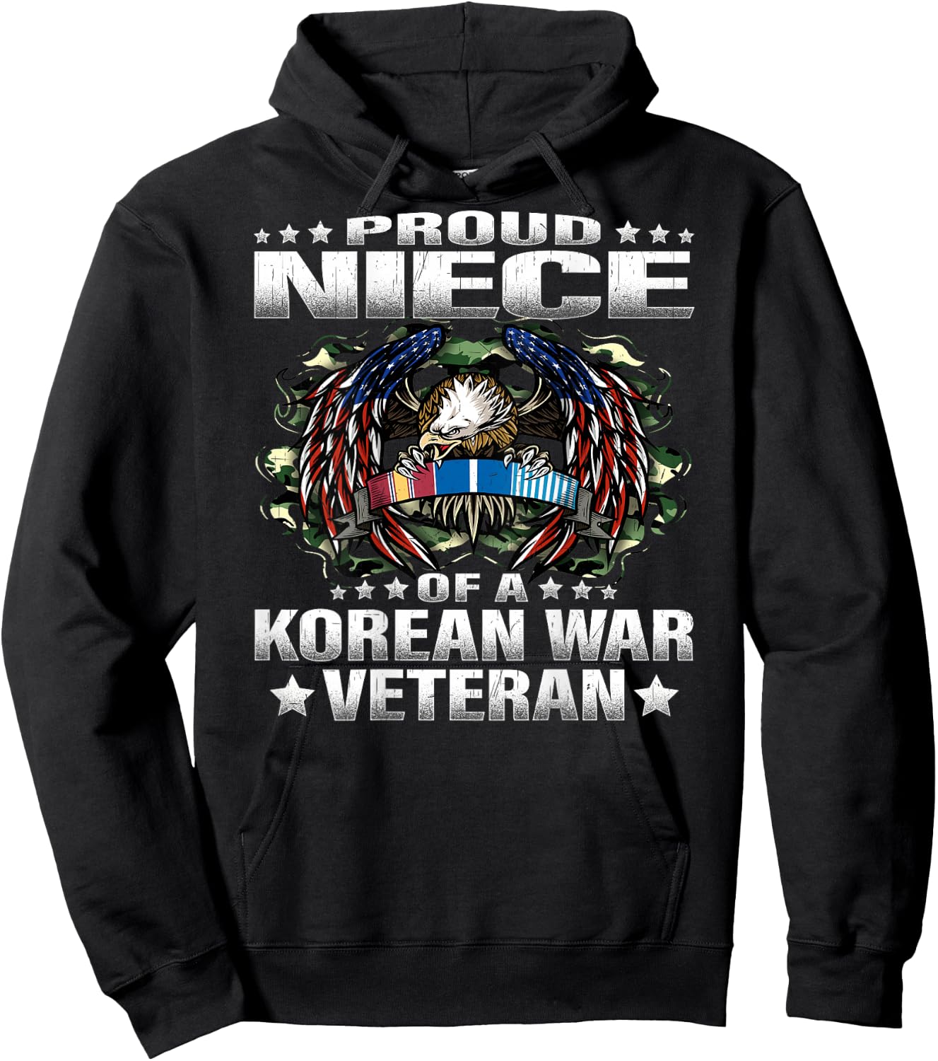 Proud Niece Of A Korean War Veteran Military Vet's Family Hoodie - Hoodie | Black
