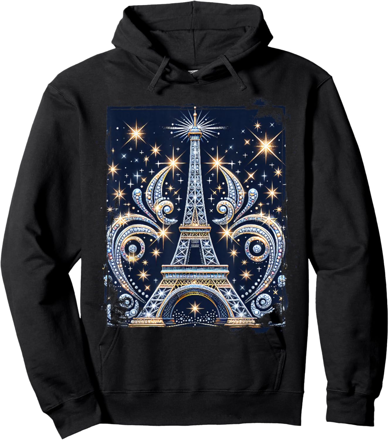 Eiffel Tower Diamonds Costume France Parisian Souvenir Paris Hoodie - Hoodie | Black