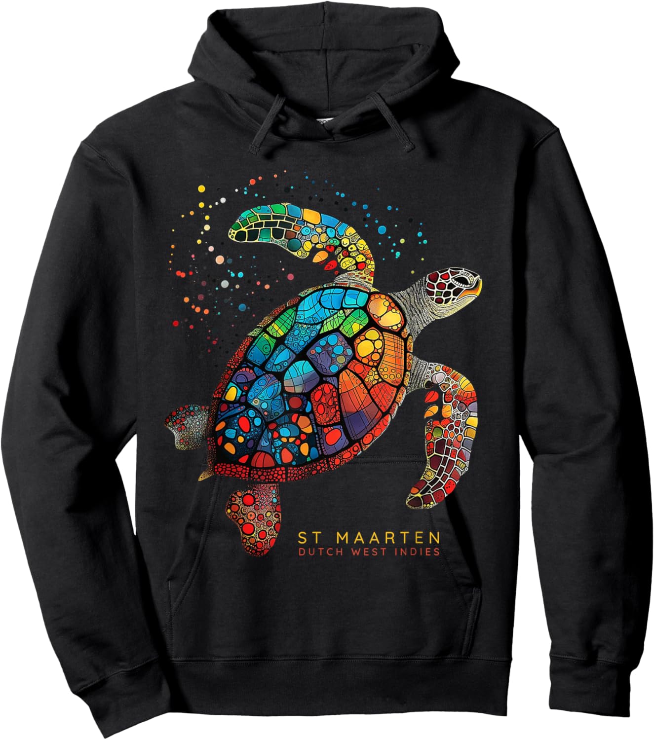 St Maarten Dutch West Indian Tribal Turtle St Martin Hoodie - Hoodie | Black