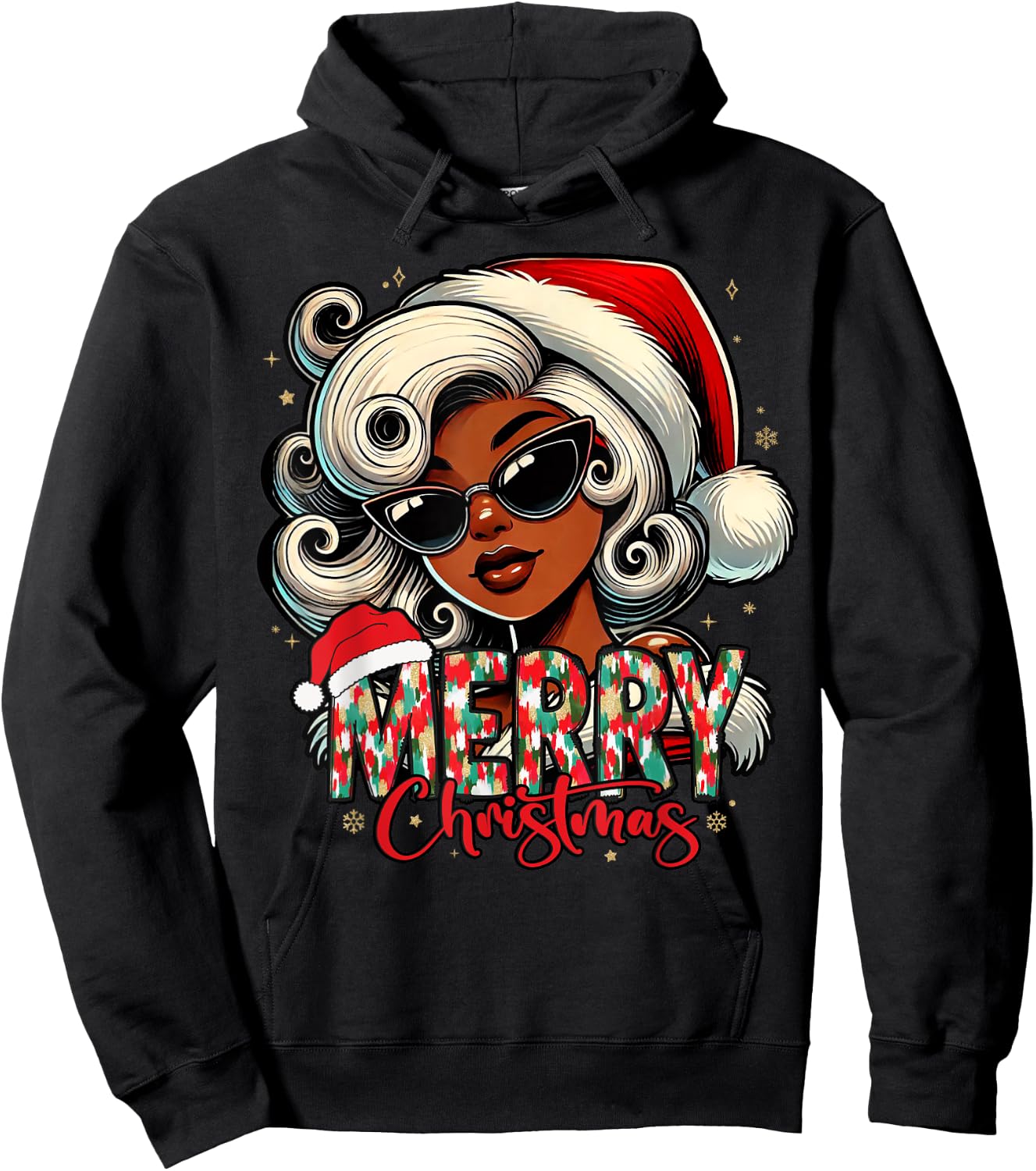 Black African Girl Melanin Christmas Santa Xmas Hoodie - Hoodie | Black