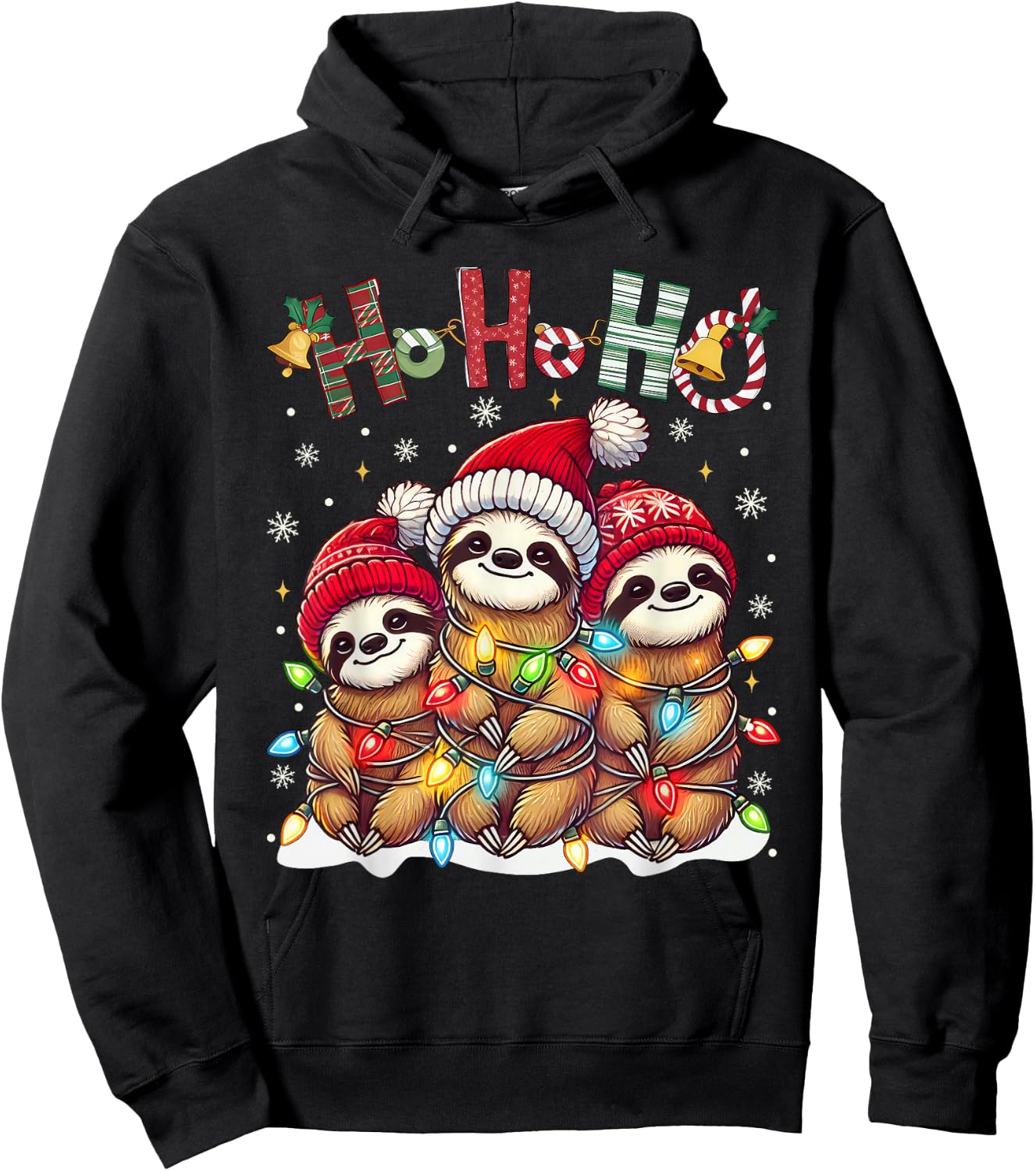 Christmas Pajamas Sloth Funny Sloths Christmas Outfit Sloth Hoodie - Hoodie | Black