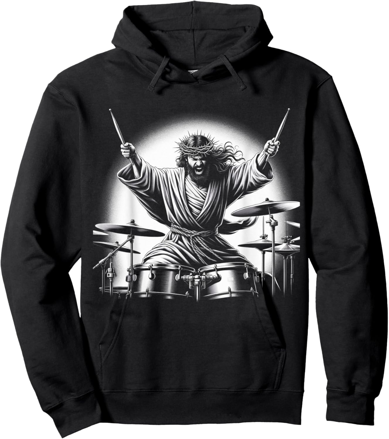 Drummer Rock Jesus Drumming Hoodie - Hoodie | Black