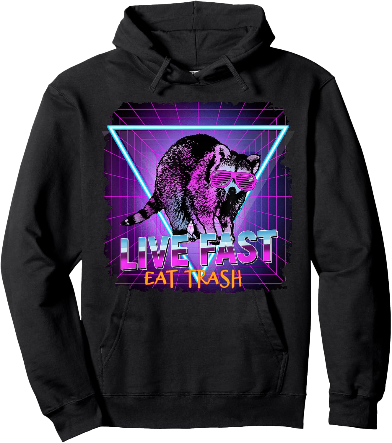 Waschbr Waschbren Lustig Geschenk & Present Co. Raccoon Retro Live Fast Eat Trash Funny Gift -Adults Black Small Classic Fit Short Sleeve Hoodie - Hoodie | Black