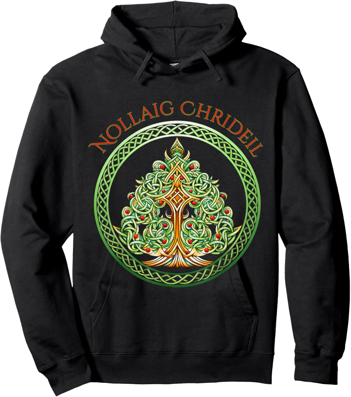 Nollaig Chridheil Scottish Celtic Christmas Tree Hoodie - Hoodie | Black