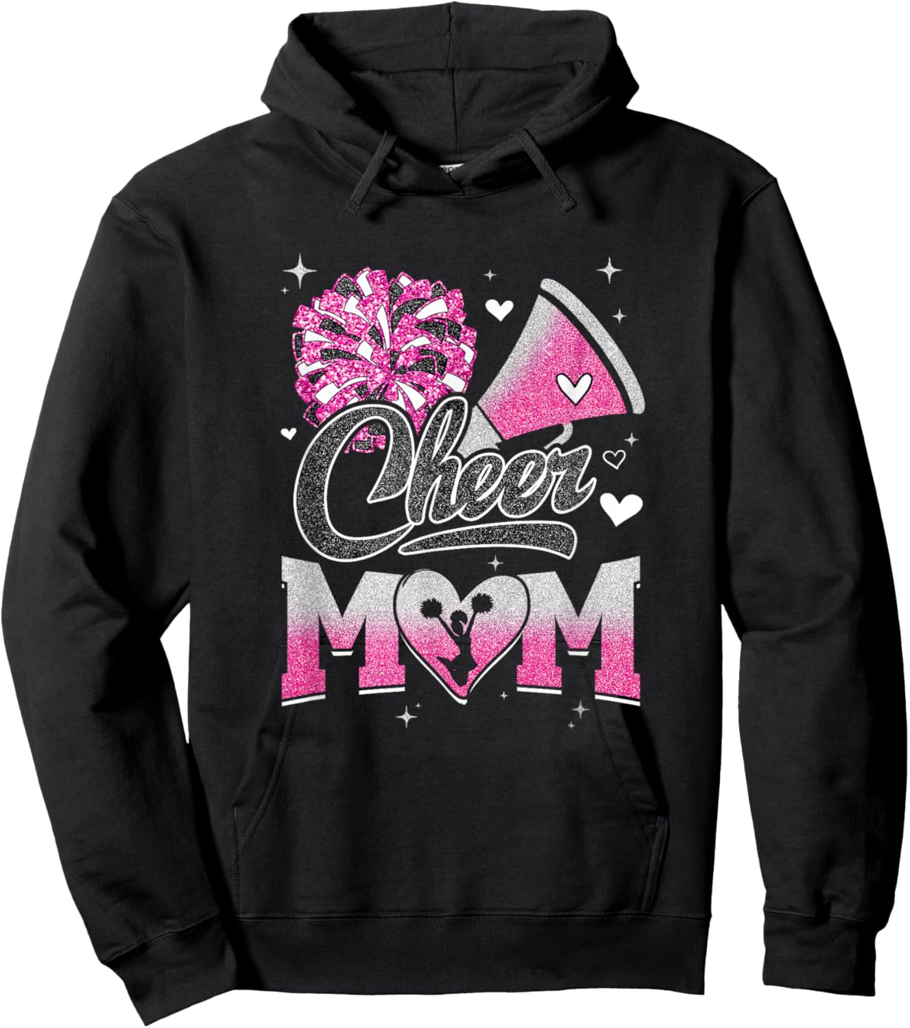 Cheer Mom Pink Cheerleading Football Graphic Hoodie - Hoodie | Black