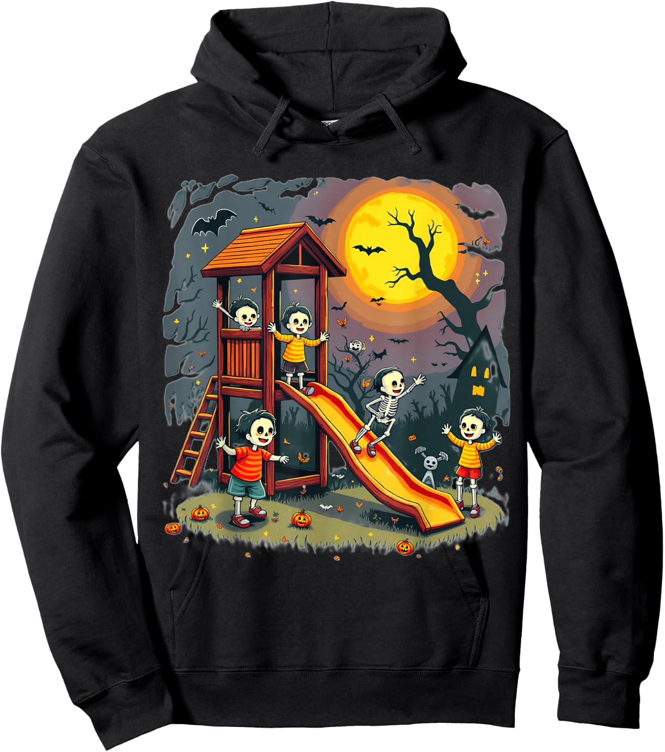 Horror Clubhouse In Park Halloween 2025 Costume Present Hoodie - Hoodie | Black