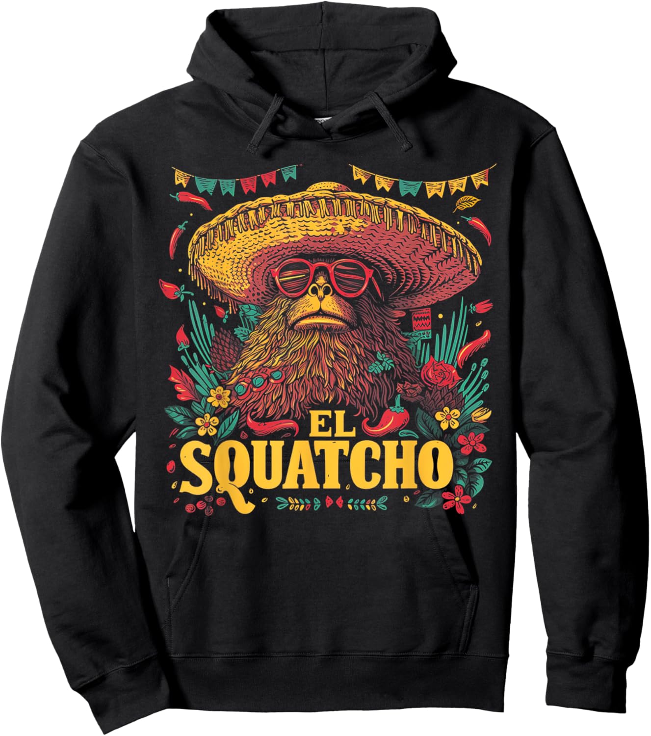 Bigfoot Sasquatch - Cinco De Mayo Mexican Sombrero Fiesta Hoodie - Hoodie | Black