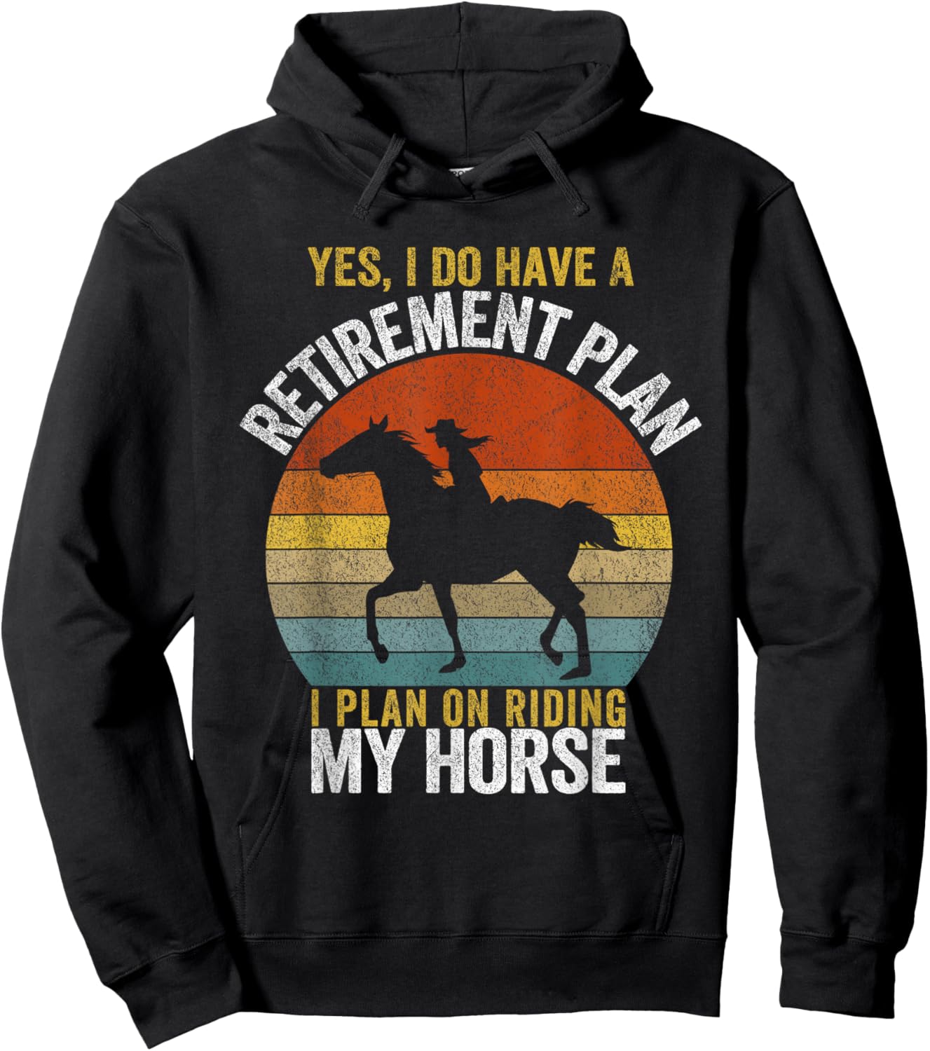 Retirement Plan Riding My Horse Retired Grandma Retro Hoodie - Hoodie | Black