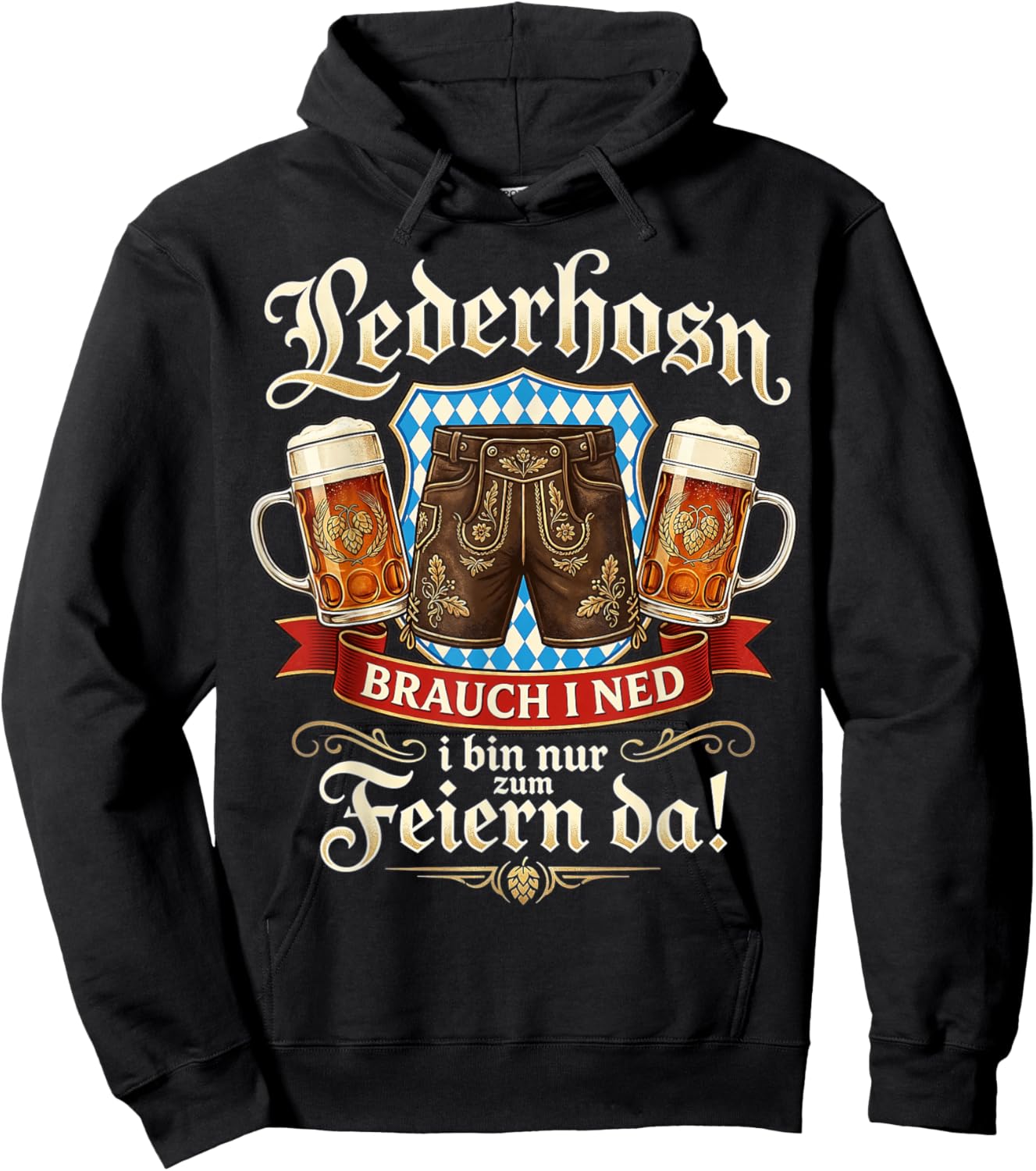 Passend für Oktoberfest Shirt Herren Trachtenshirt Trachten Hoodie - Hoodie | Black