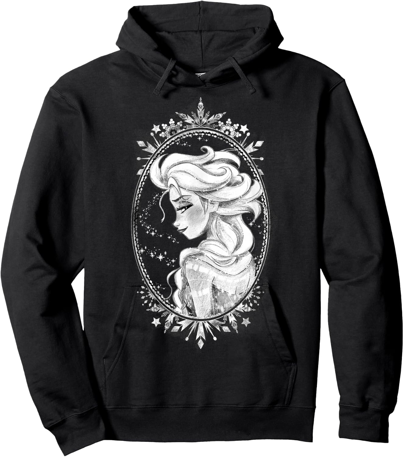 Disney Frozen Elsa Sketch Portrait Snowflakes Hoodie - Hoodie | Black