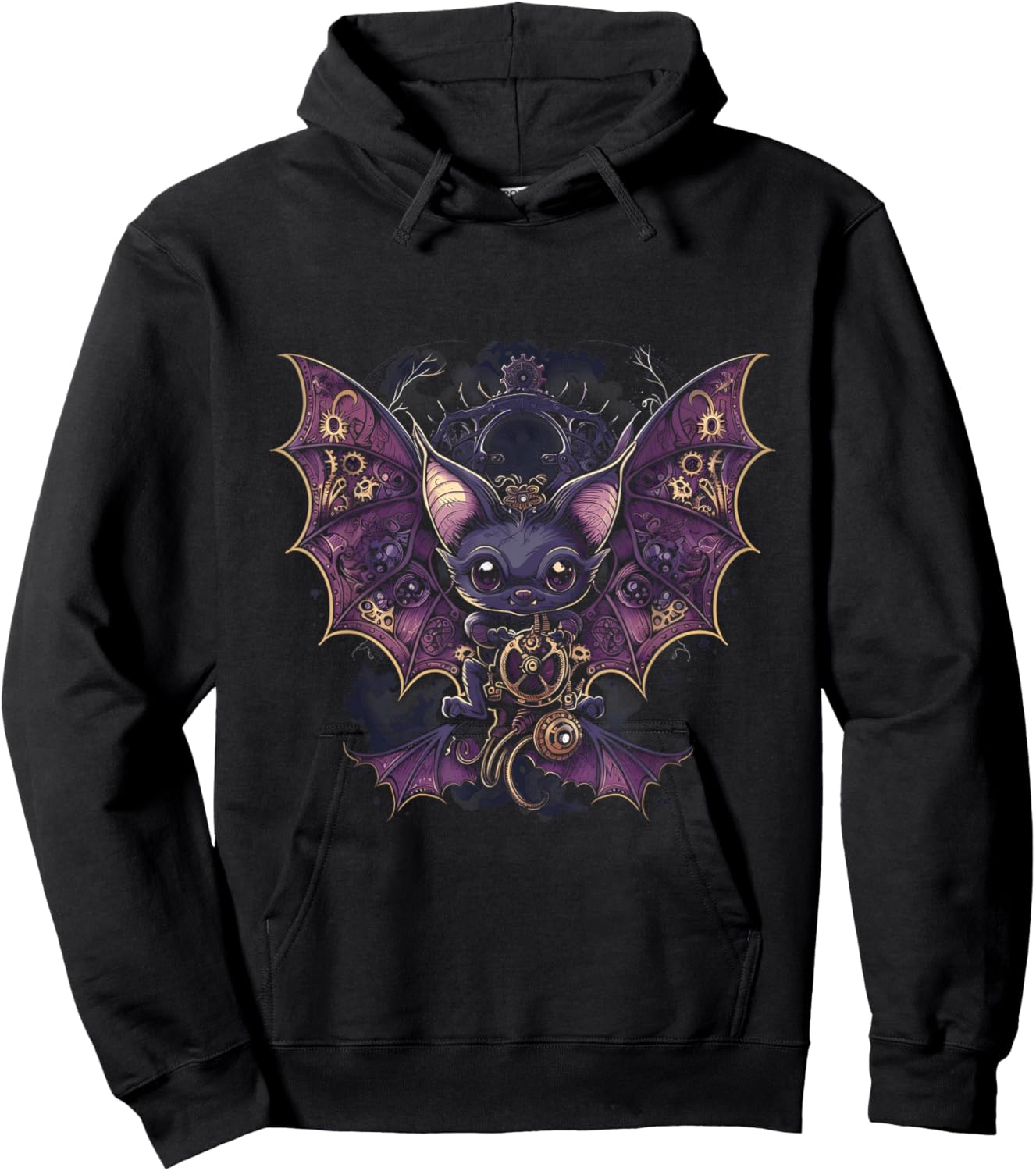 Steampunk Vampire Bat with fangs, wings and gears Gothic art Hoodie - Hoodie | Black