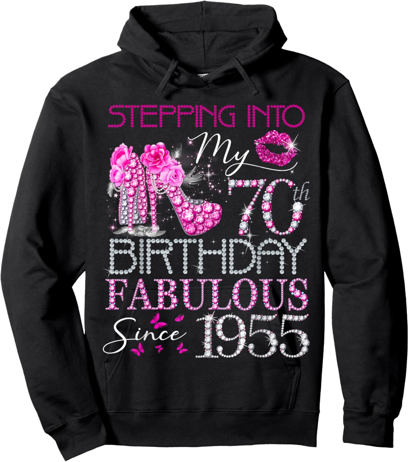 Stepping Into My 70th Birthday Fabulous Since 1955 Hoodie - Hoodie | Black