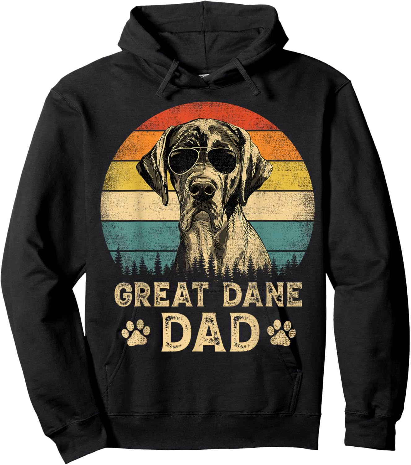 Vintage Great Dane Dad Dog Lovers Father's Day Hoodie - Hoodie | Black