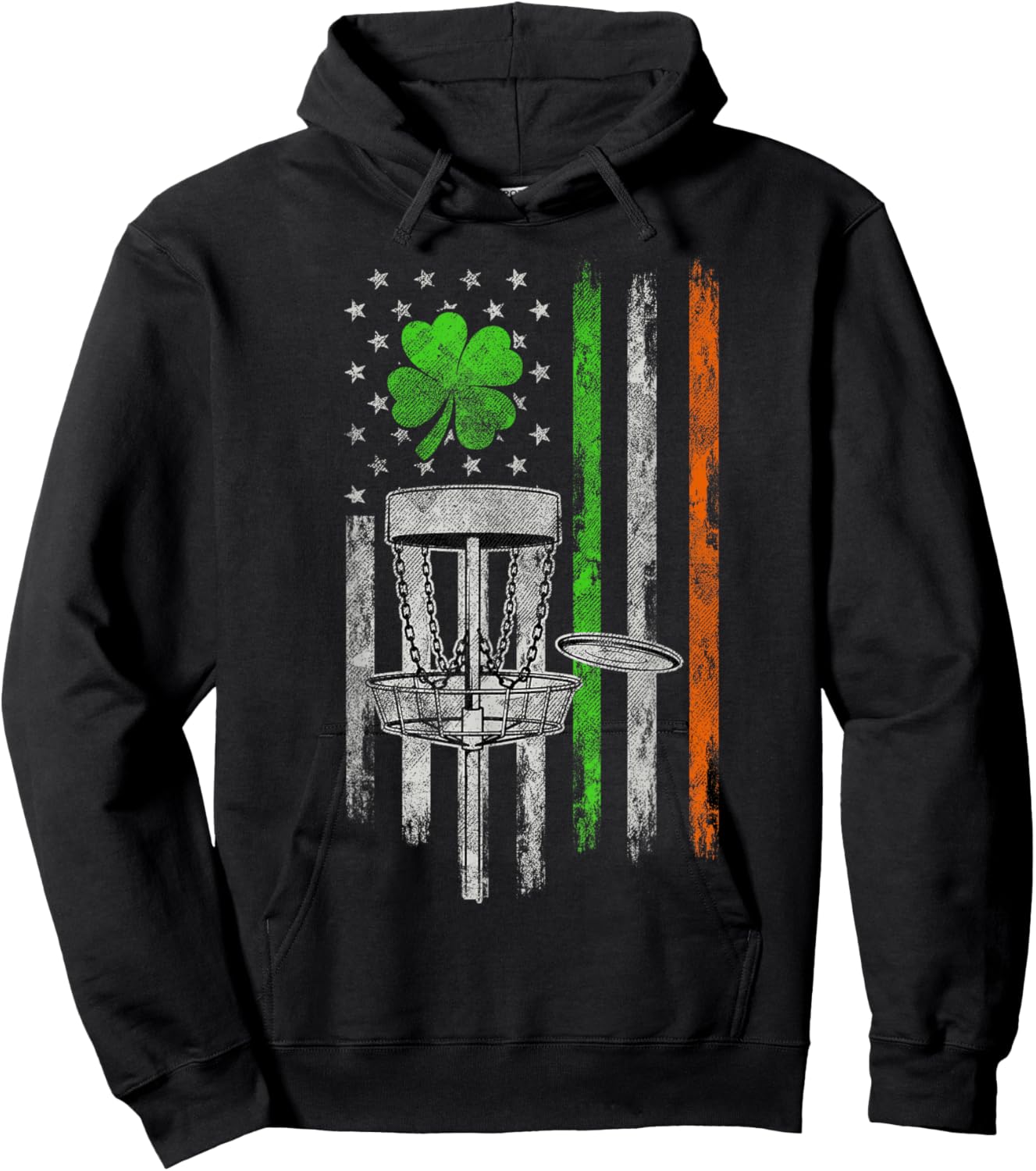 Disc Golf American Irish Flag St Patricks Day Shamrock Leaf Hoodie - Hoodie | Black