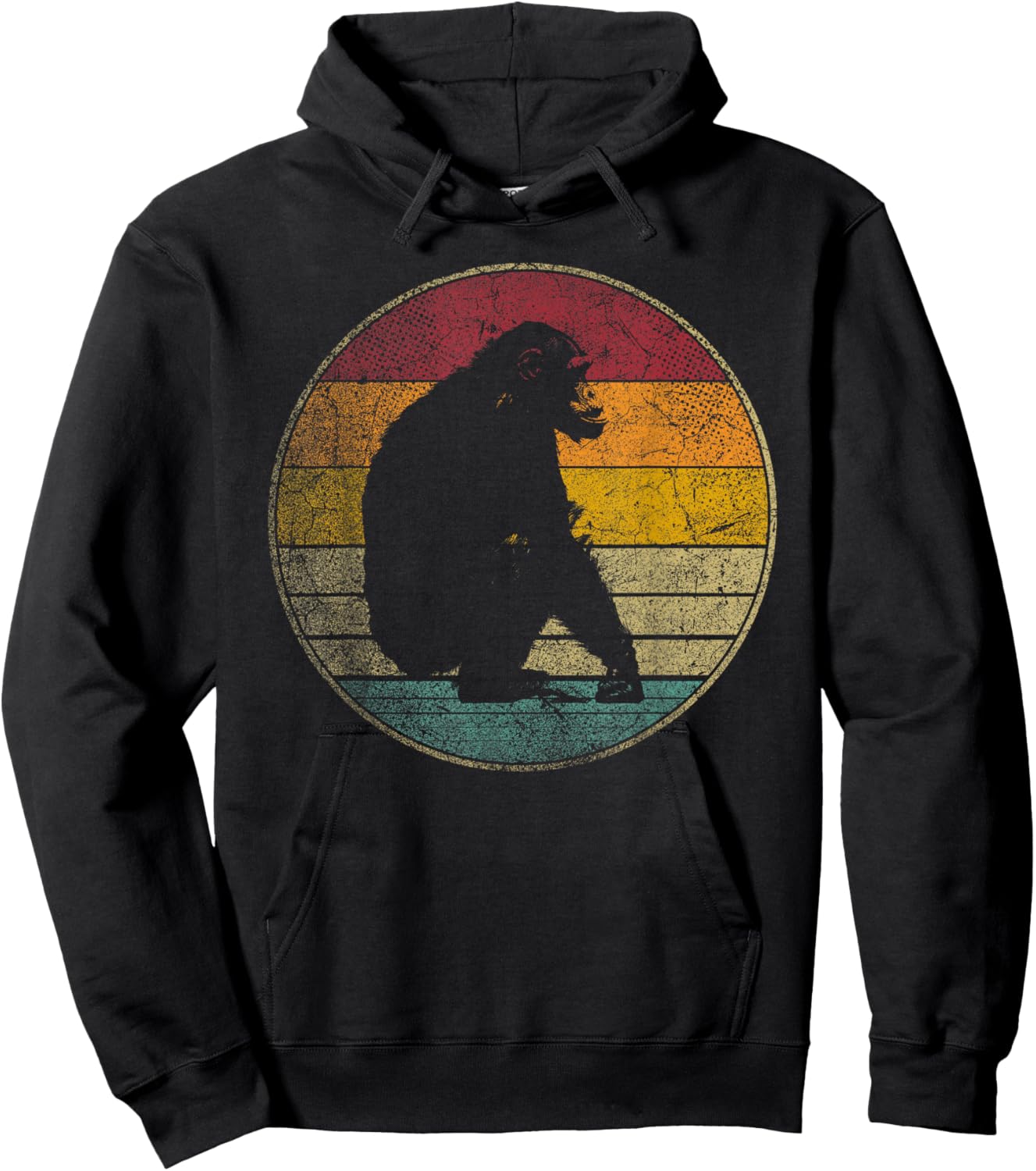 Chimpanzee Chimp Vintage Funny Retro Style 70s 80s Men Women Hoodie - Hoodie | Black