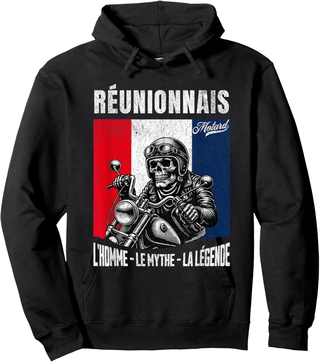 Réunionnais Biker Humour Man Reunion Island , Black, S Hoodie - Hoodie | Black