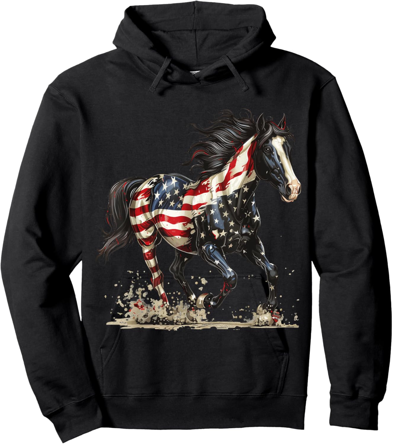 Patriotic Horse USA Flag Vintage Horse 4th of July Hoodie - Hoodie | Black
