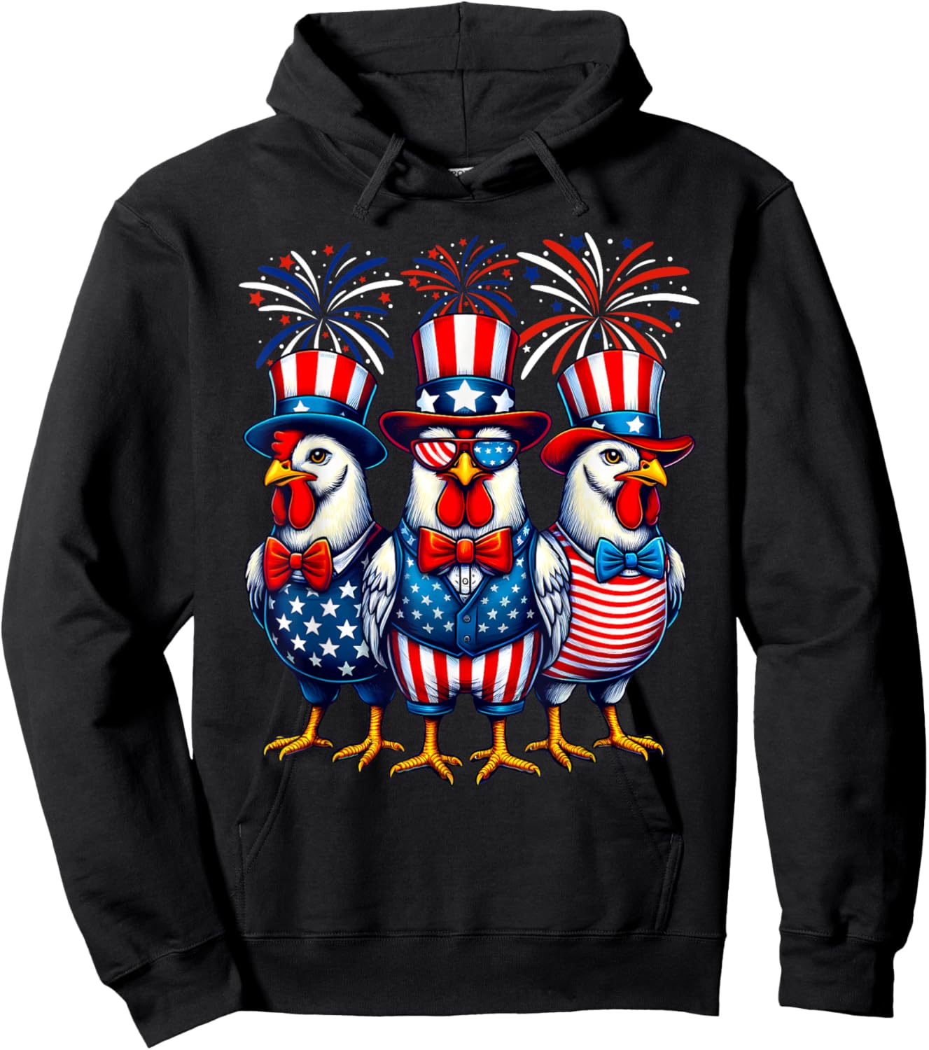 Patriotic Chicken USA Flag Chicken Lover 4th of July Hoodie - Hoodie | Black