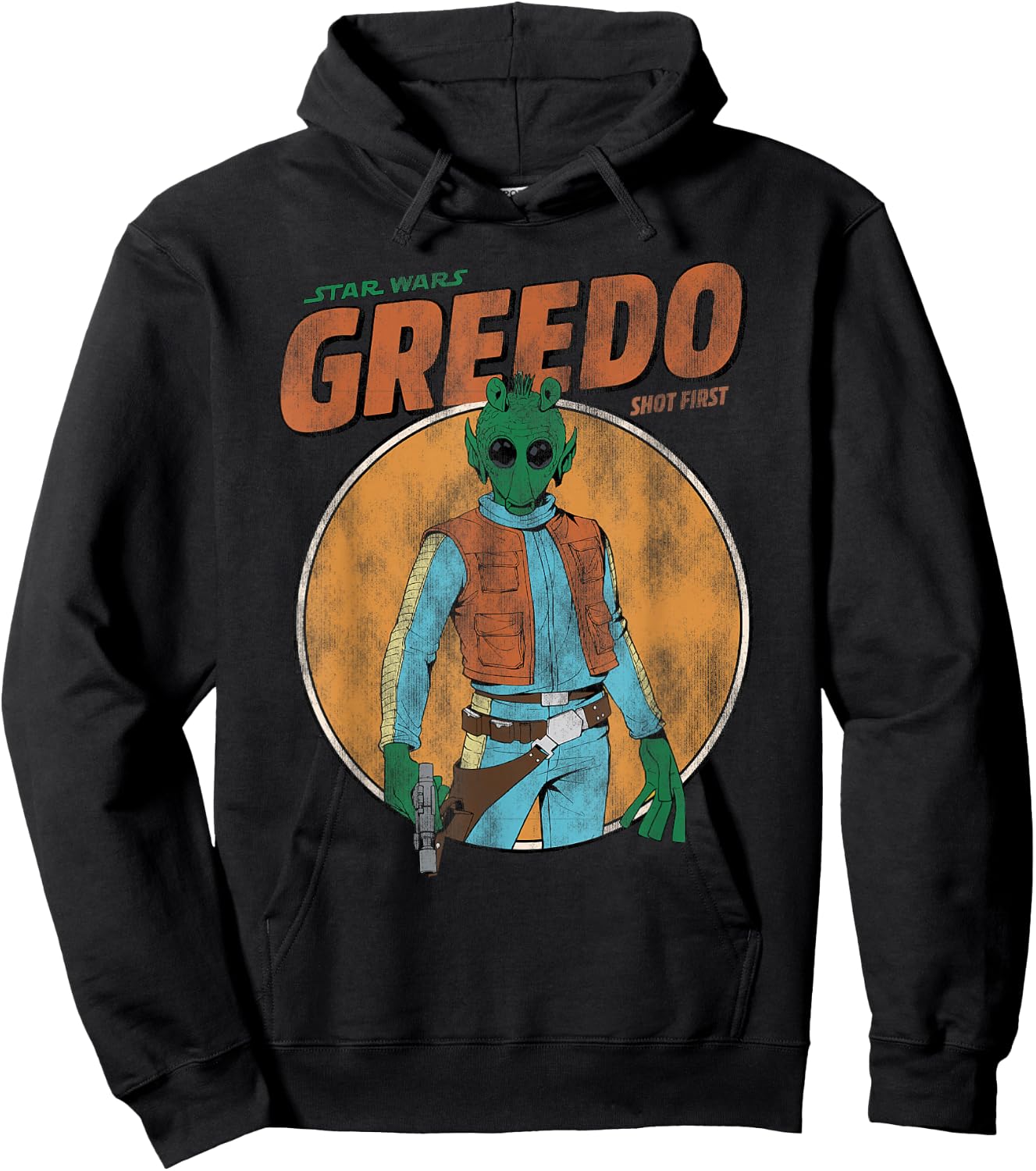 Star Wars Greedo Shot First Retro Hoodie - Hoodie | Black