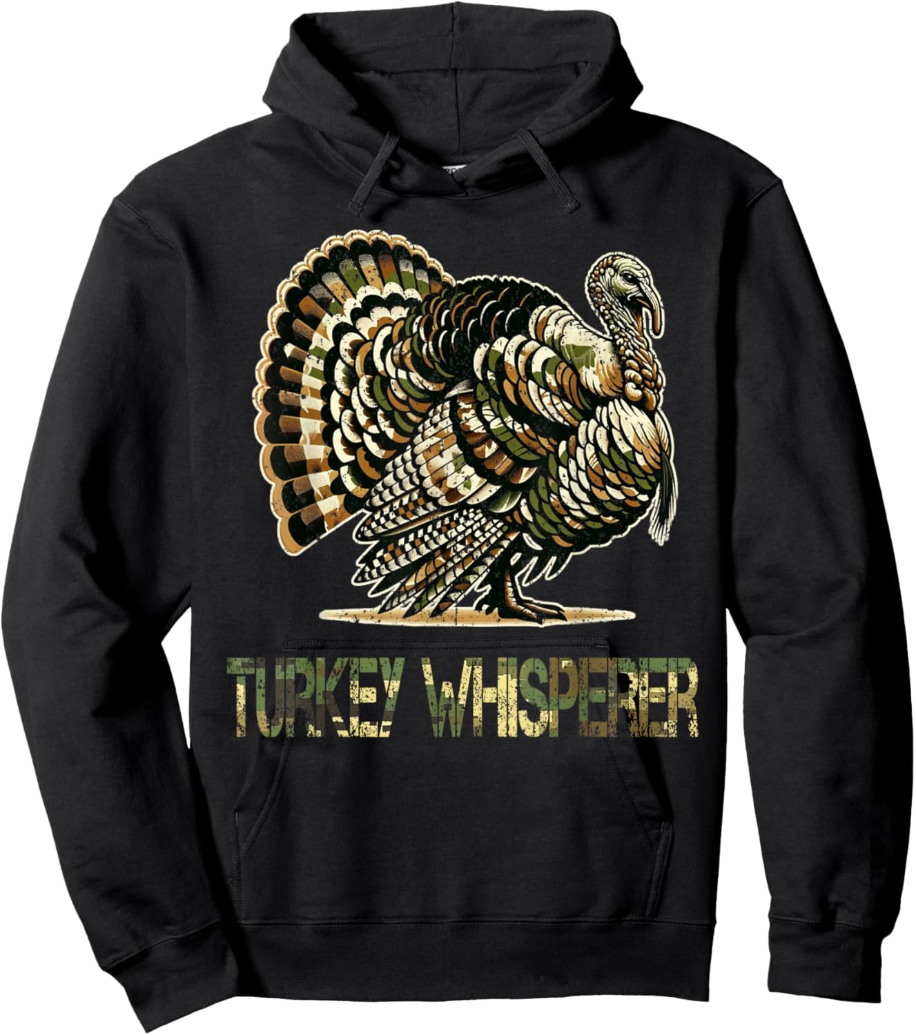 Vintage Turkey Whisperer Hunting Camo Hunting Season Gift Hoodie - Hoodie | Black