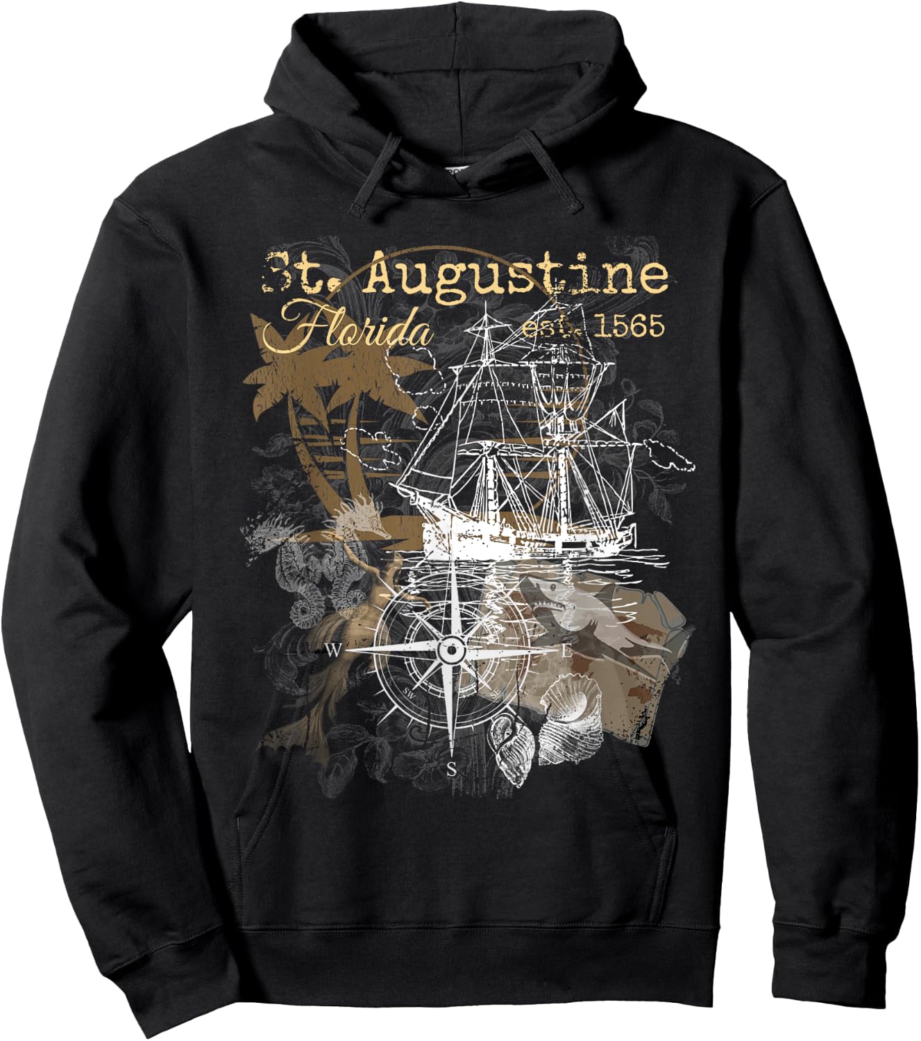 Vintage St Augustine Florida Shirt Old Historic 1565 Hoodie - Hoodie | Black