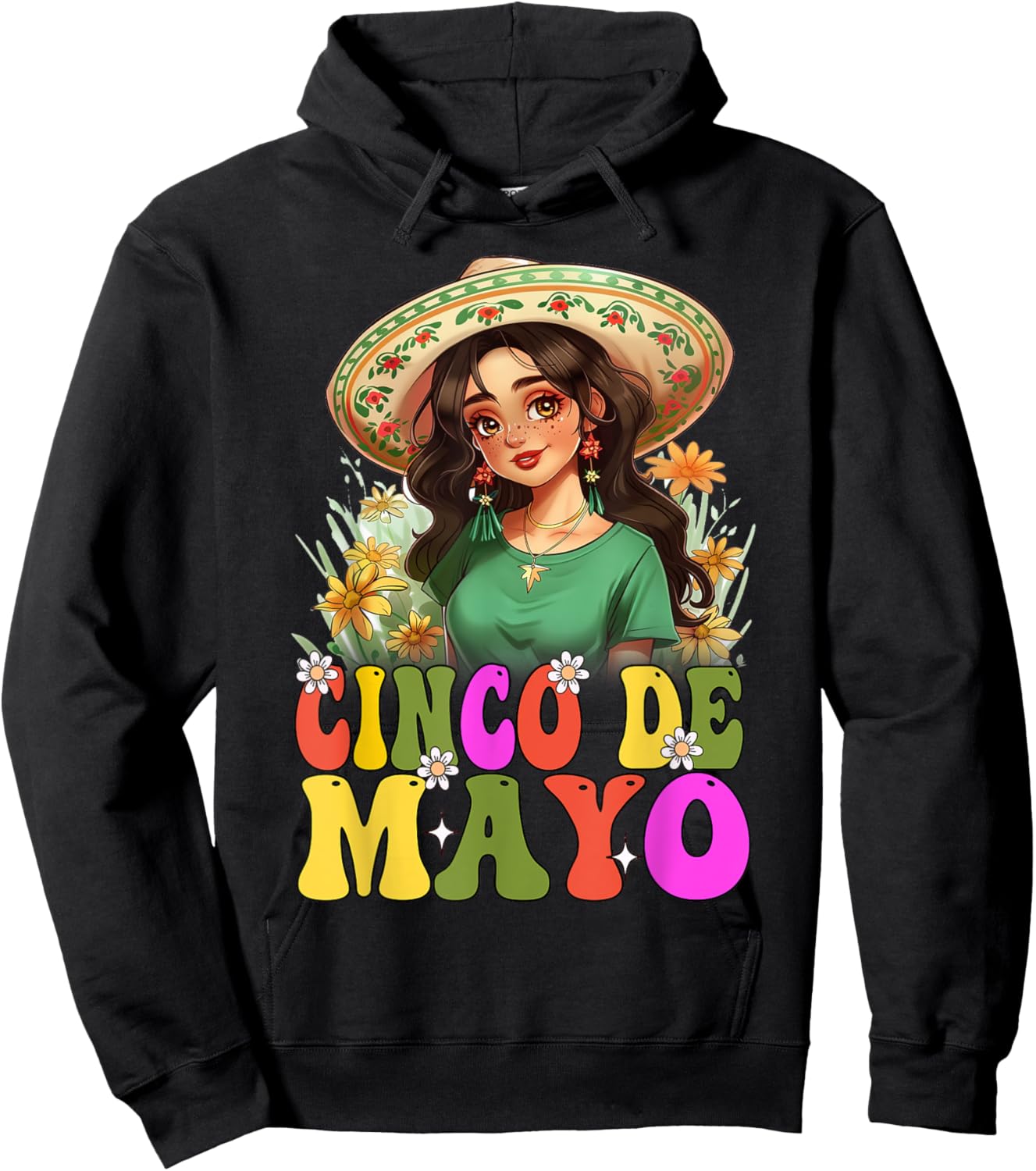 Otaku Girl Cinco De Mayo Mexican Fiesta 5 De Mayo Anime Girl Hoodie - Hoodie | Black