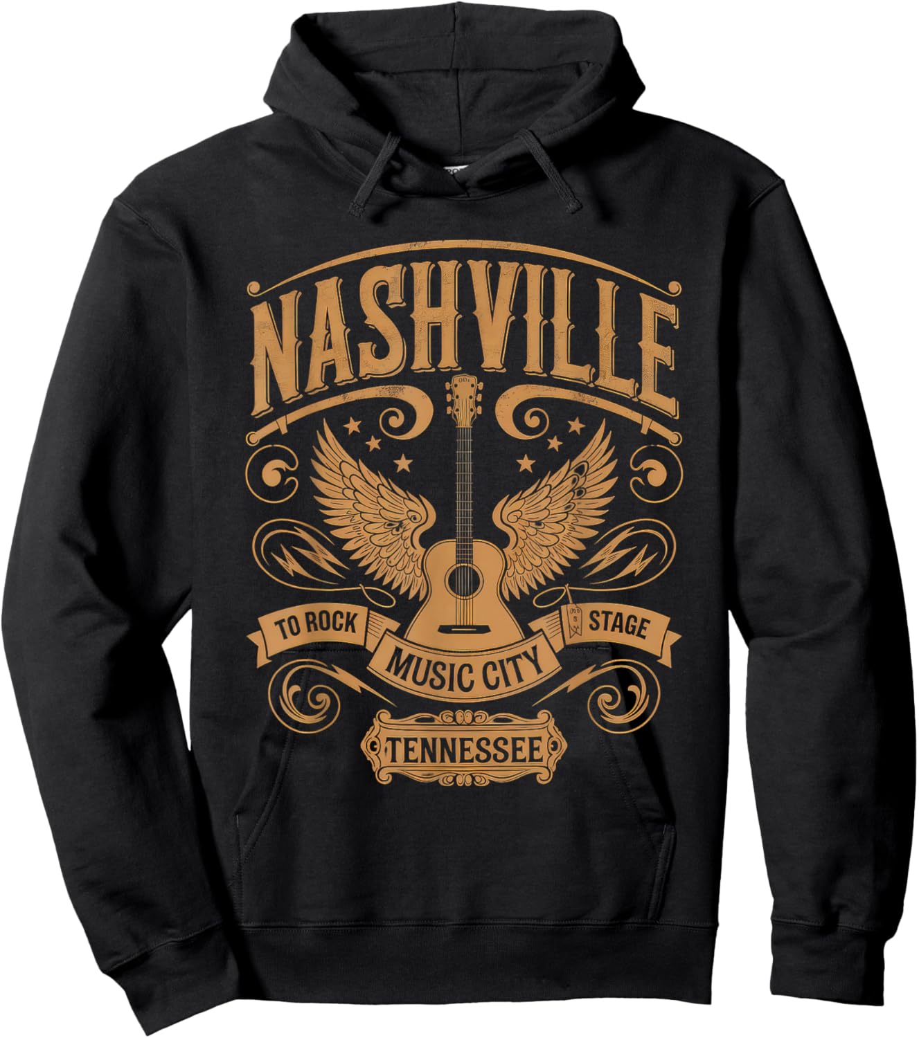 Nashville Music City Women Men Tennessee Rock Country Hoodie - Hoodie | Black