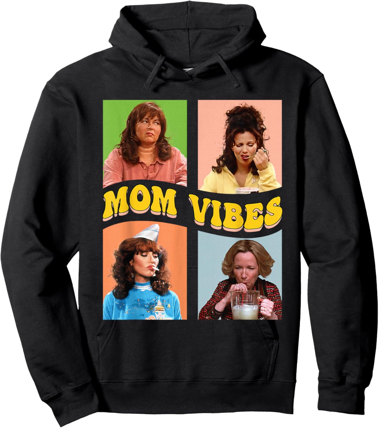 Retro Nineties Mom Vibes Vintage Mother's Day Shirt Women , Black, S Hoodie - Hoodie | Black