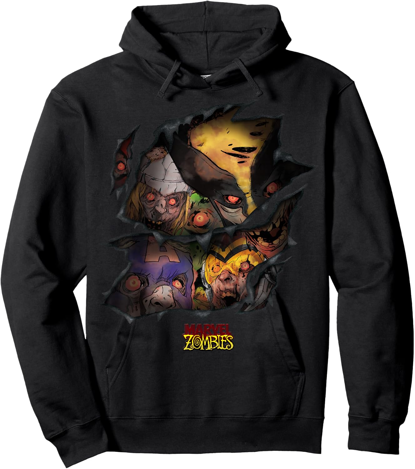 Marvel Zombies Group Shot Zombies Ripping Through Hoodie - Hoodie | Black