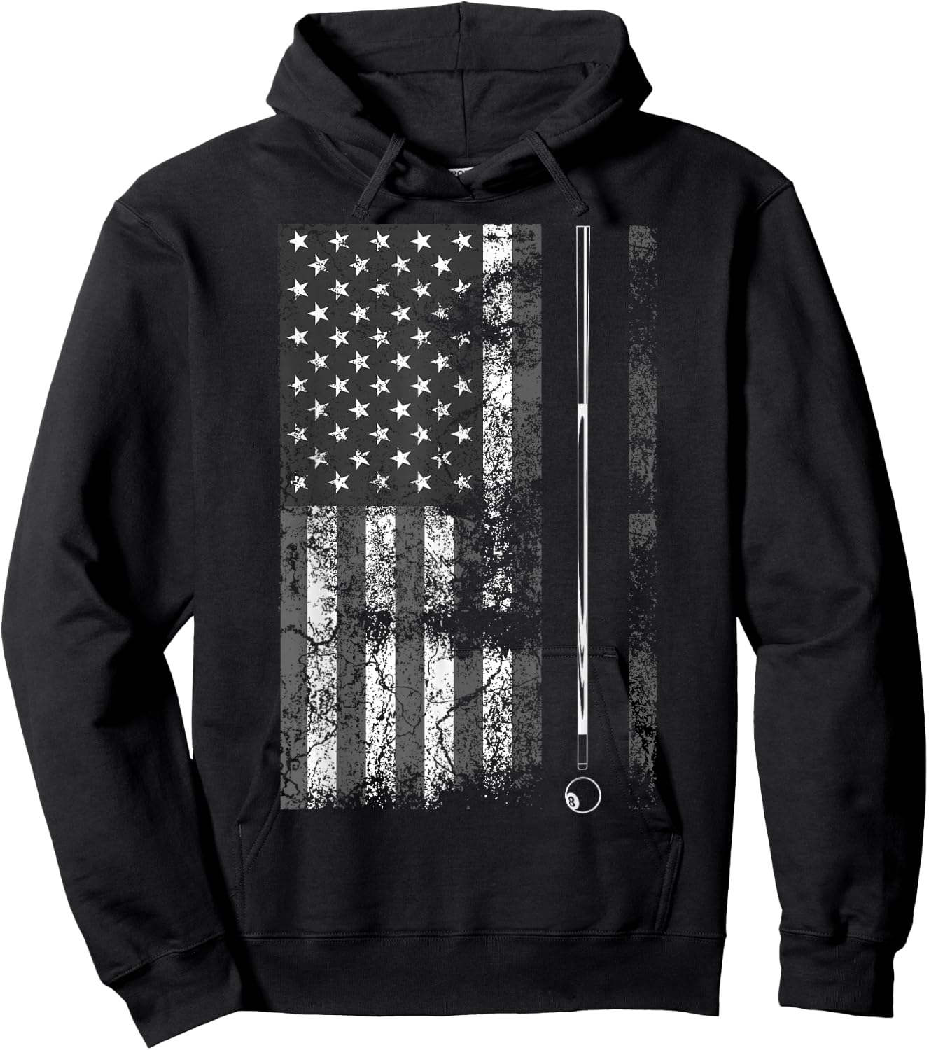 American Flag Billiard Stick Cute Table Game Funny USA Gift Hoodie - Hoodie | Black