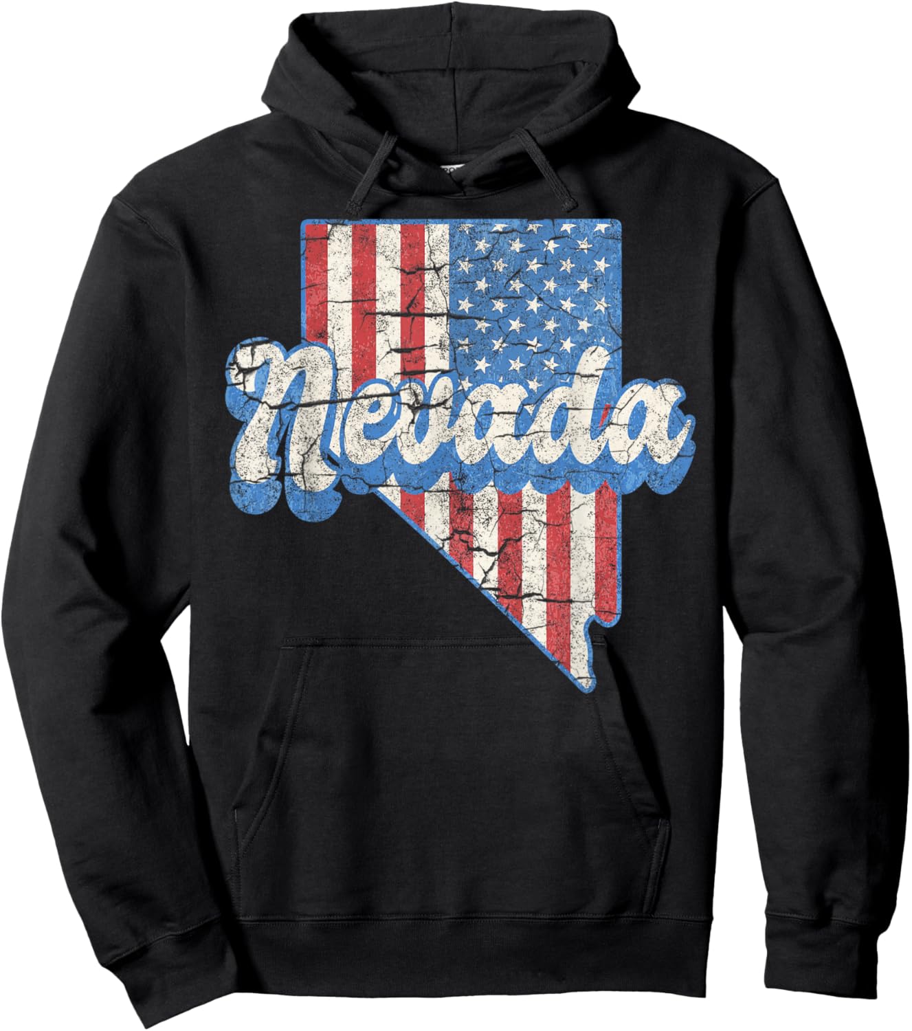 Silver Nevada State NV Vacation US Flag Camping Hiking Hoodie - Hoodie | Black