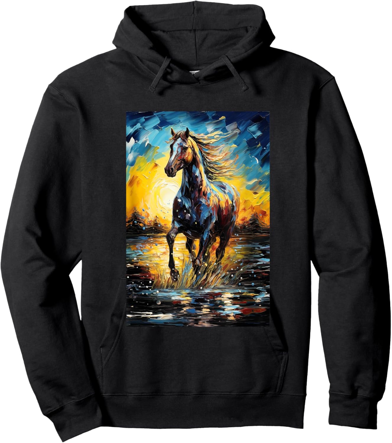 Horse Equestrian Riding - Van Gogh Style - Starry Night Hoodie - Hoodie | Black