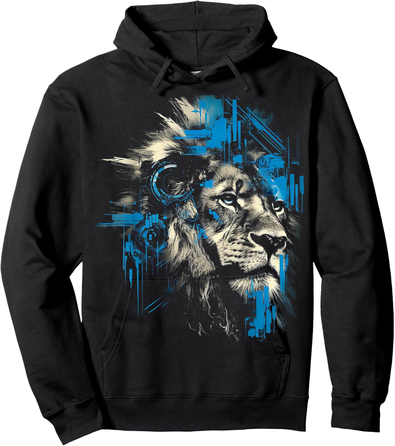 Lion Lover Abstract Animal Art Drawing Graphic Lion Hoodie - Hoodie | Black